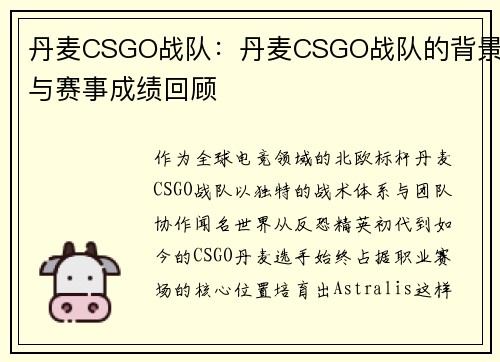 丹麦CSGO战队：丹麦CSGO战队的背景与赛事成绩回顾